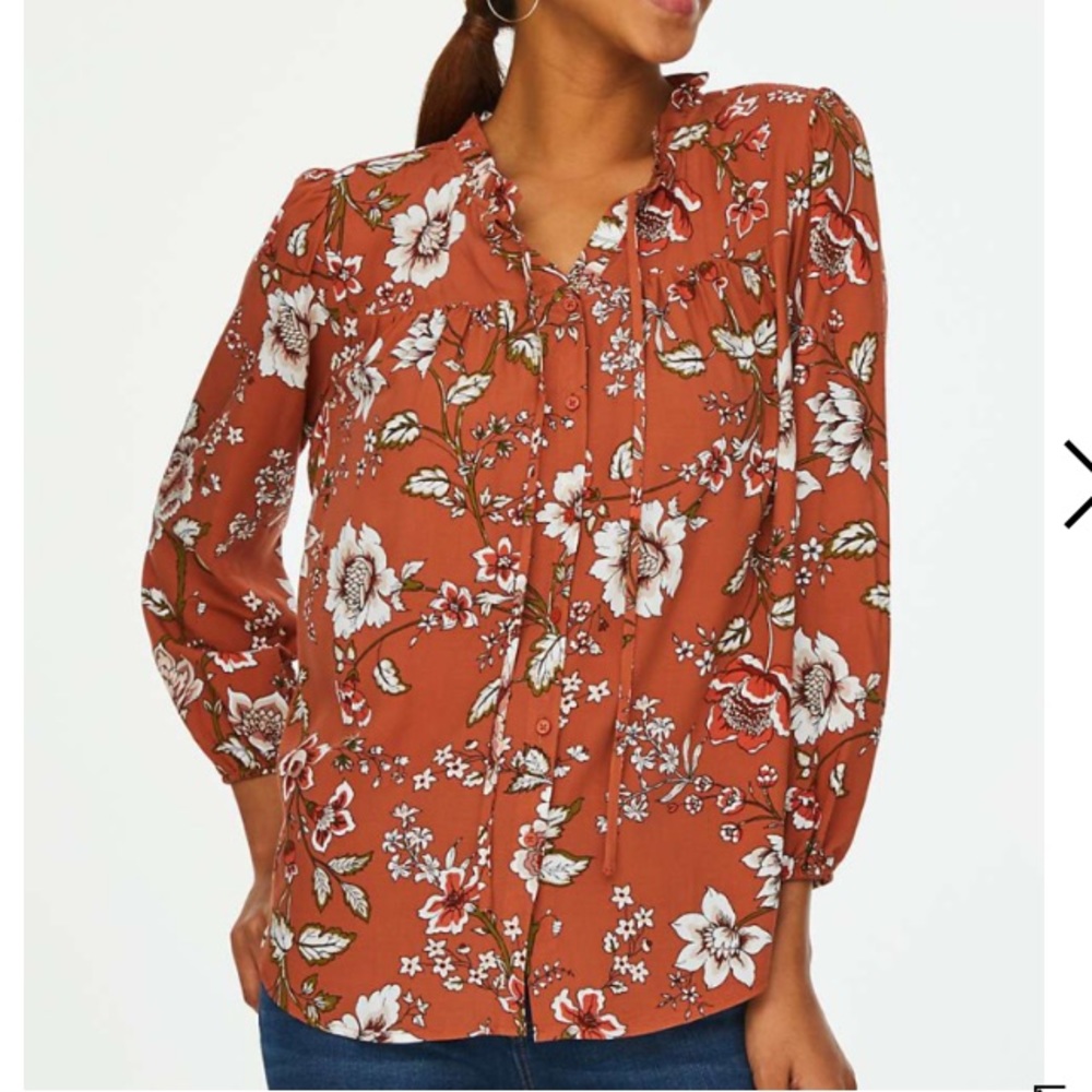 LOFT Outlet Floral Tie Blouse